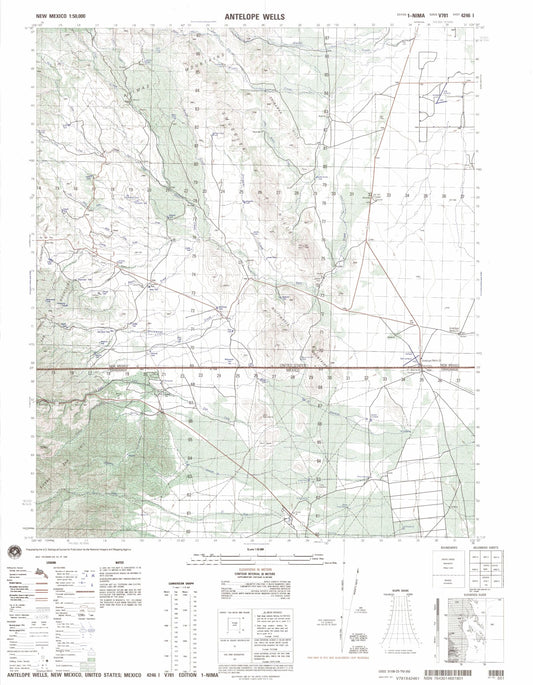 Antelope Wells New Mexico Military 1:50,000 Map