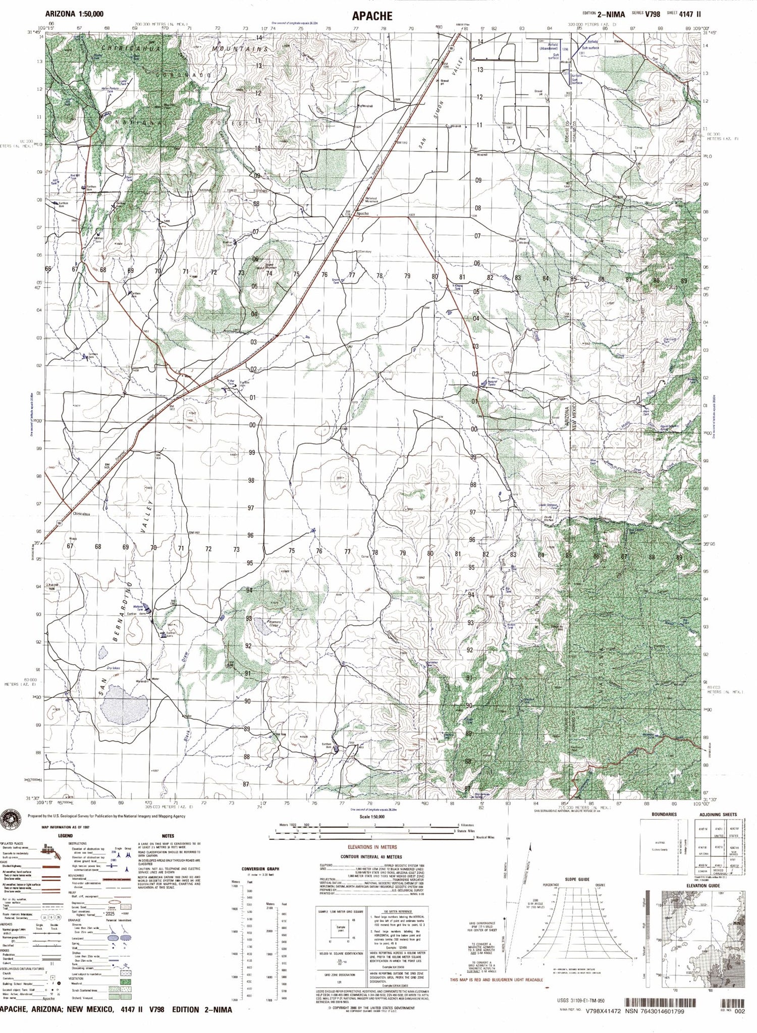 Apache Arizona Military 1:50,000 Map