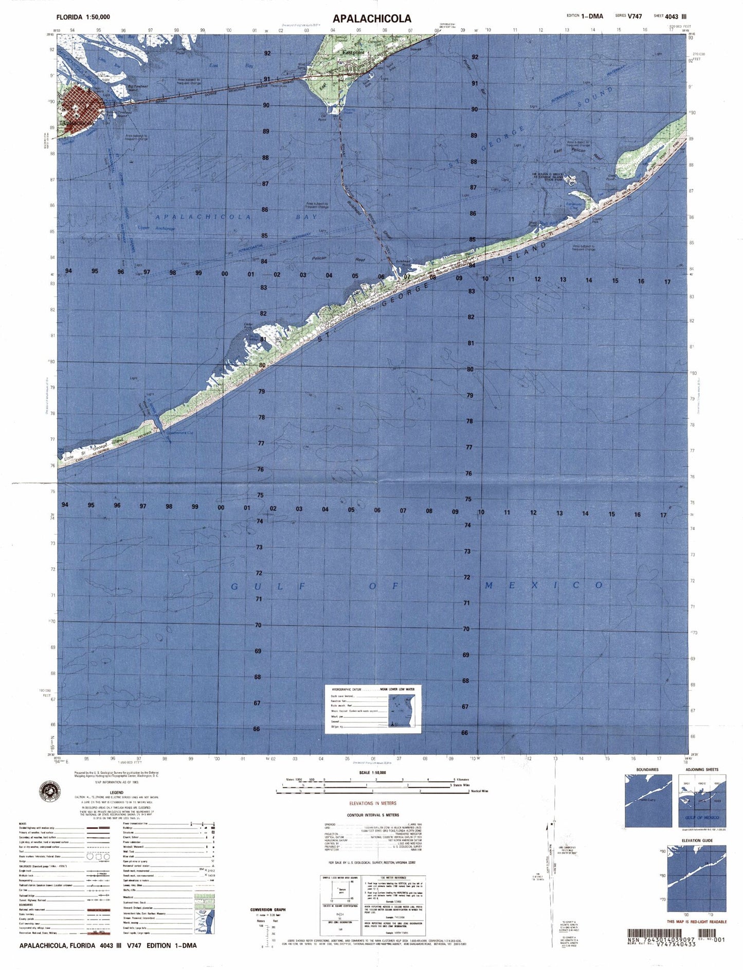 Apalachicola Florida Military 1:50,000 Map