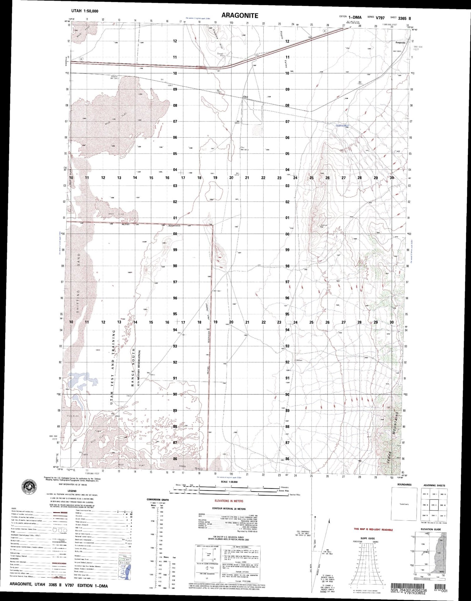 Aragonite Utah Military 1:50,000 Map