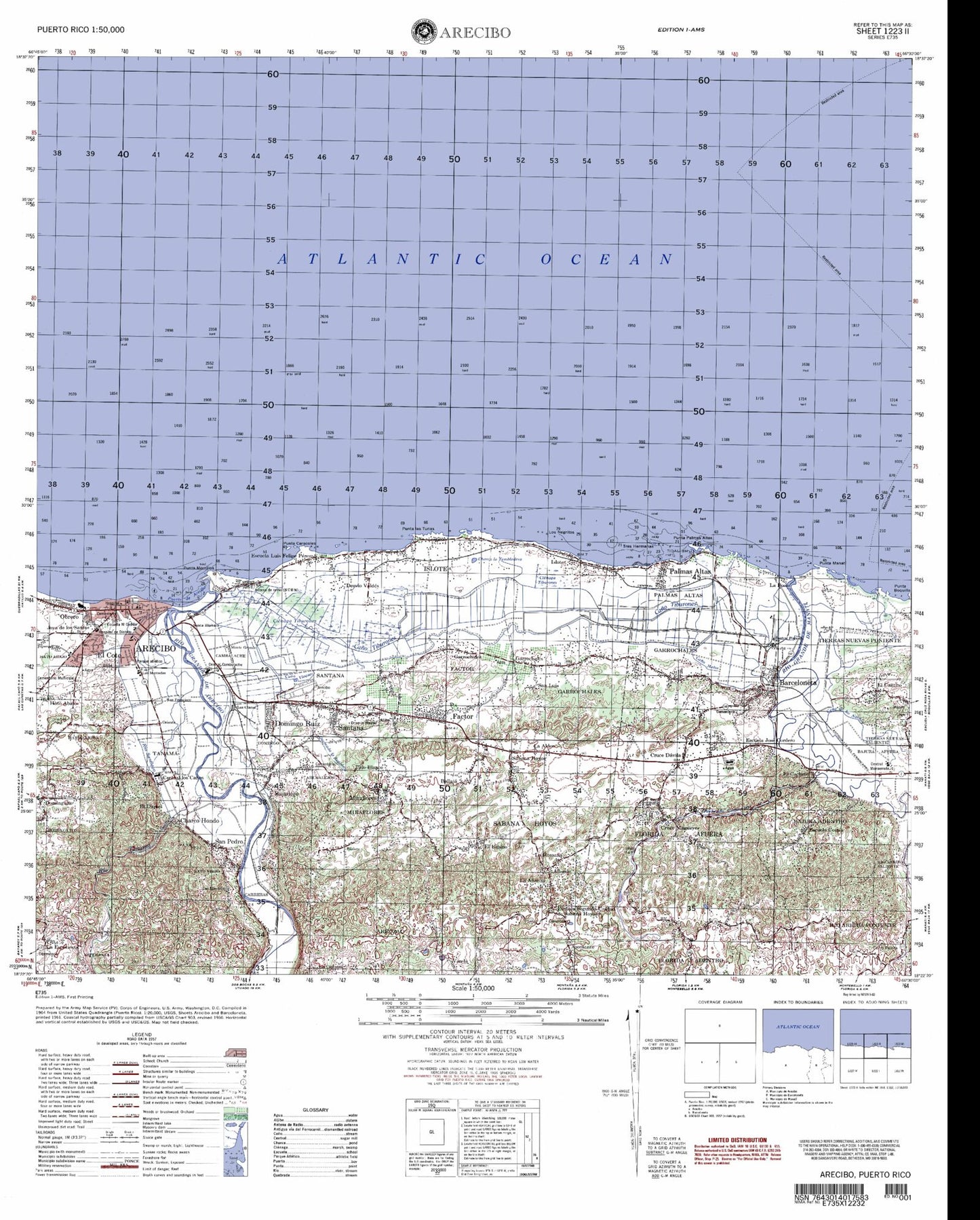 Arecibo Puerto Rico Military 1:50,000 Map