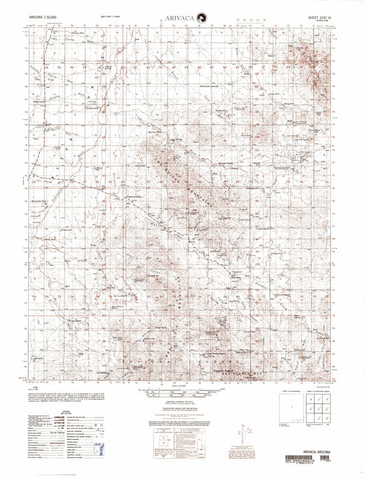 Arivaca Arizona Military 1:50,000 Map