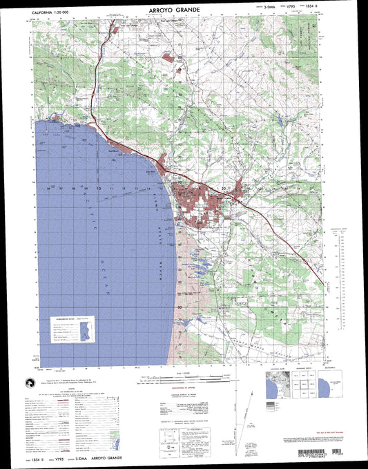 Arroyo Grande California Military 1:50,000 Map