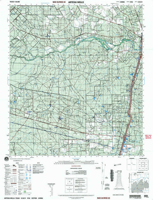 Artesia Wells Texas Military 1:50,000 Map