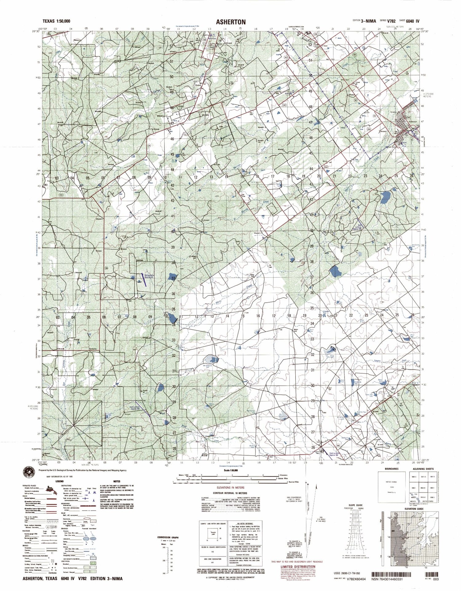 Asherton Texas Military 1:50,000 Map