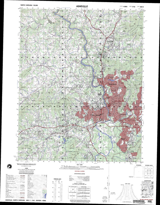 Asheville North Carolina Military 1:50,000 Map