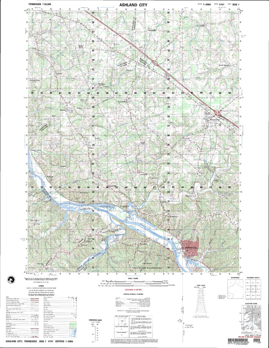 Ashland City Tennessee Military 1:50,000 Map