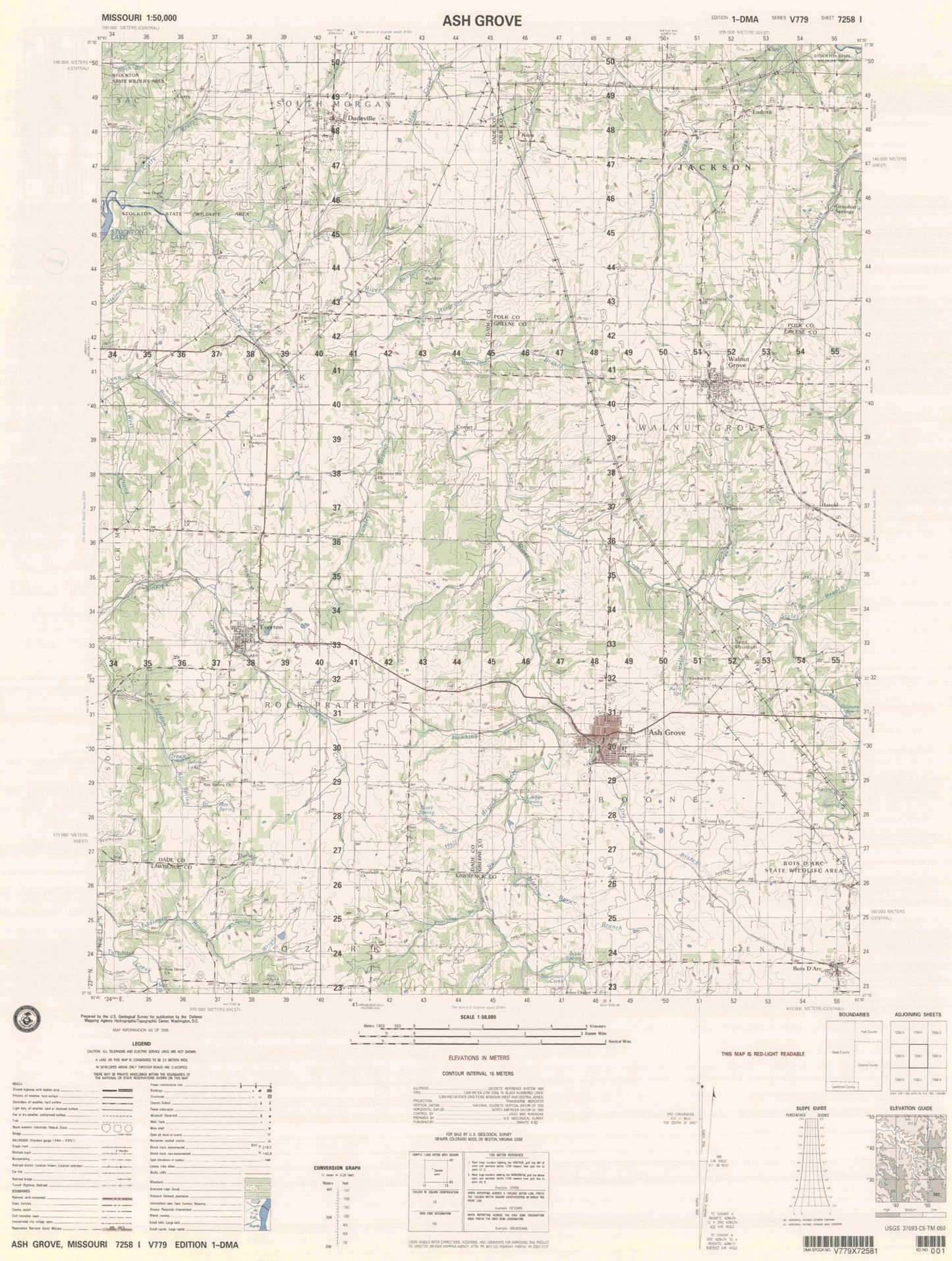 Ash Grove Missouri Military 1:50,000 Map