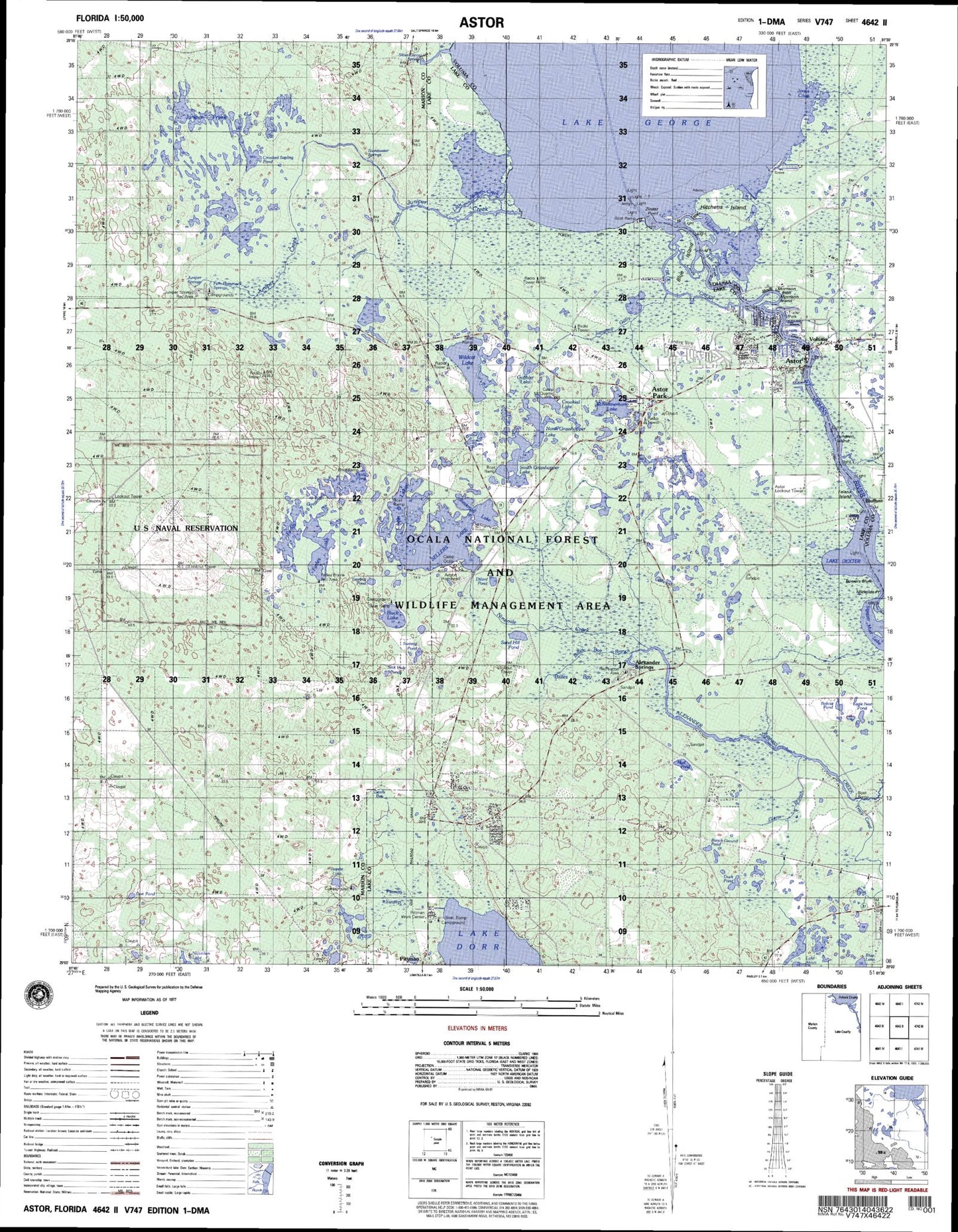 Astor Florida Military 1:50,000 Map