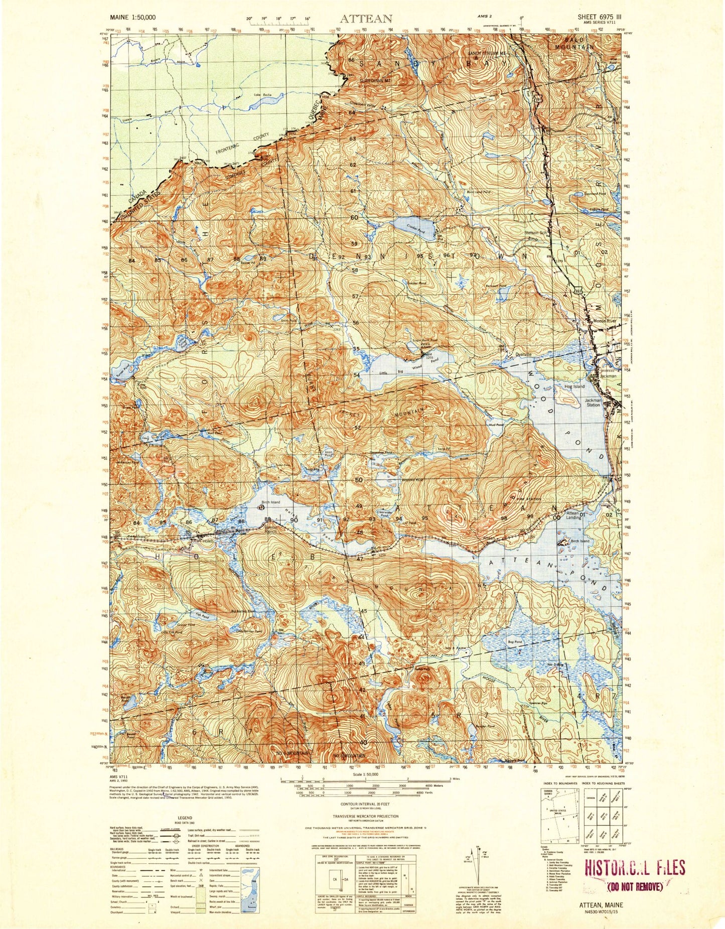 Attean Maine Military 1:50,000 Map