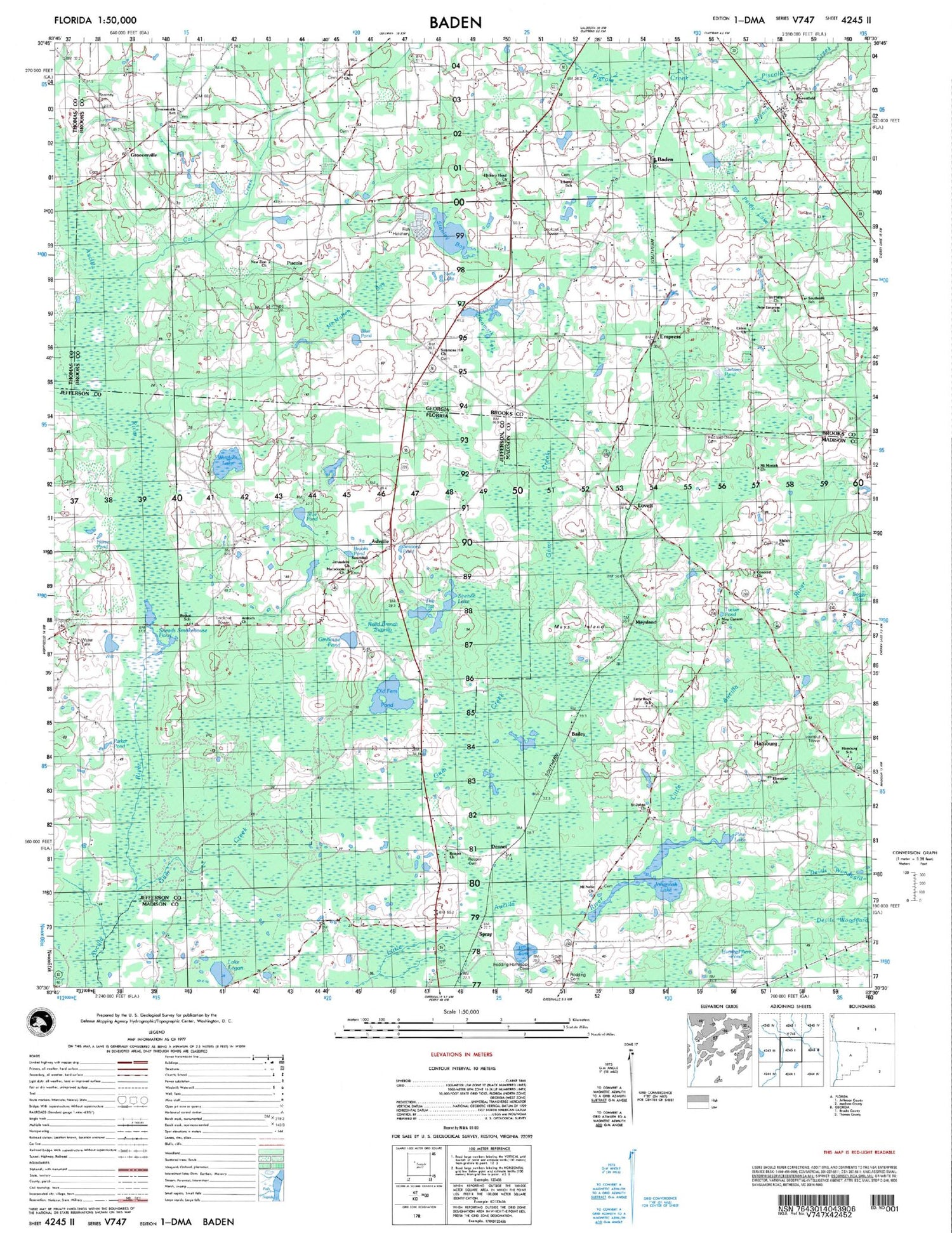 Baden Florida Military 1:50,000 Map