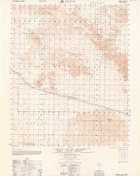 Bagdad California Military 1:50,000 Map