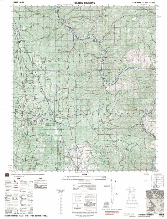 Bakers Crossing Texas Military 1:50,000 Map