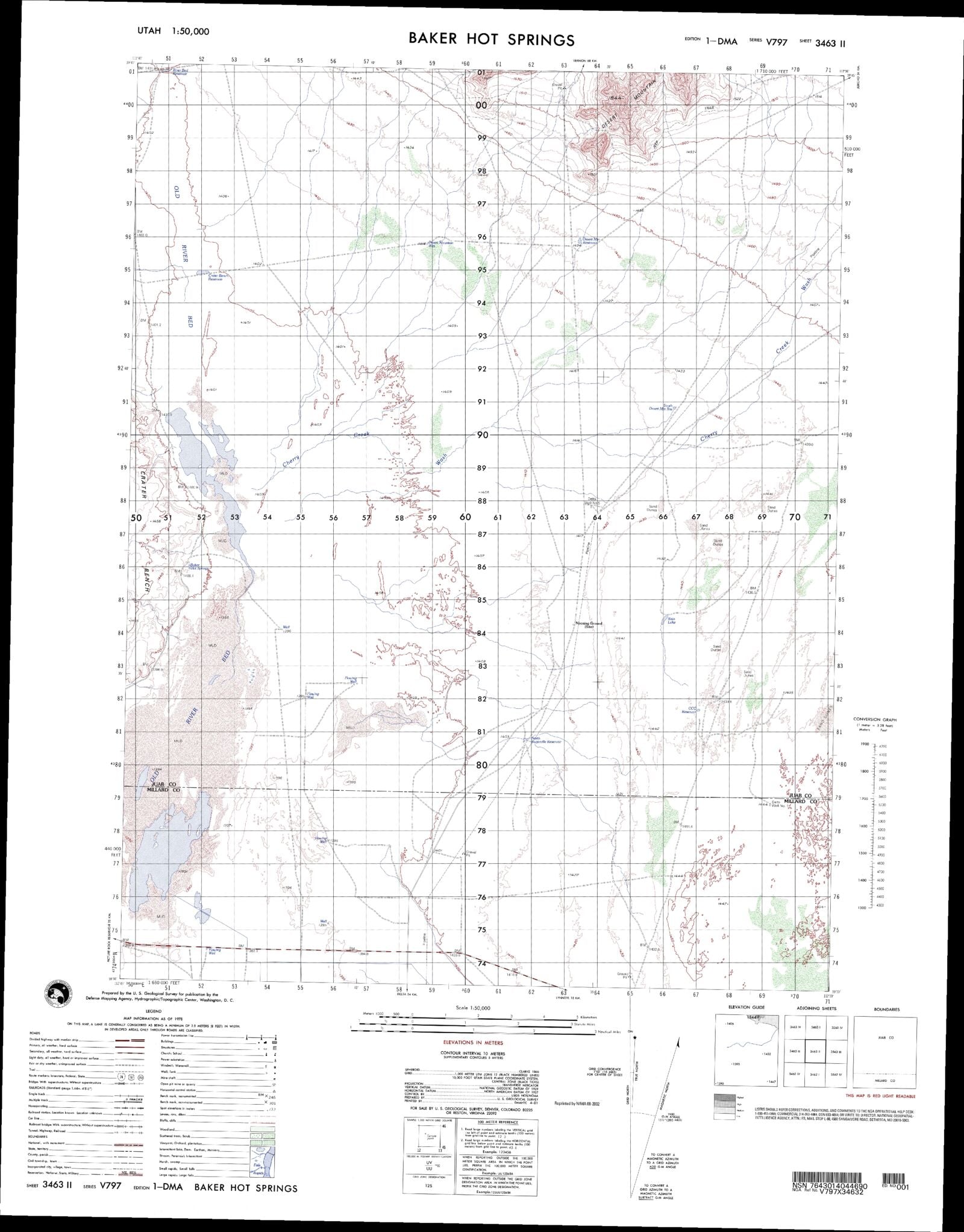 Baker Hot Springs Utah Military 1:50,000 Map – MyTopo Map Store