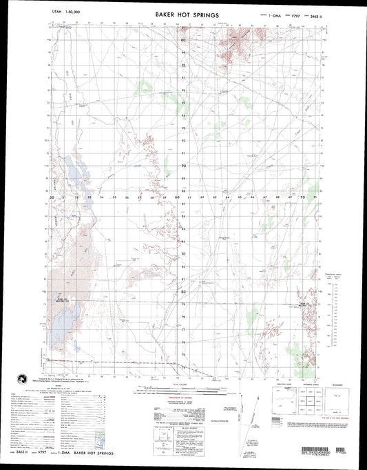 Baker Hot Springs Utah Military 1:50,000 Map