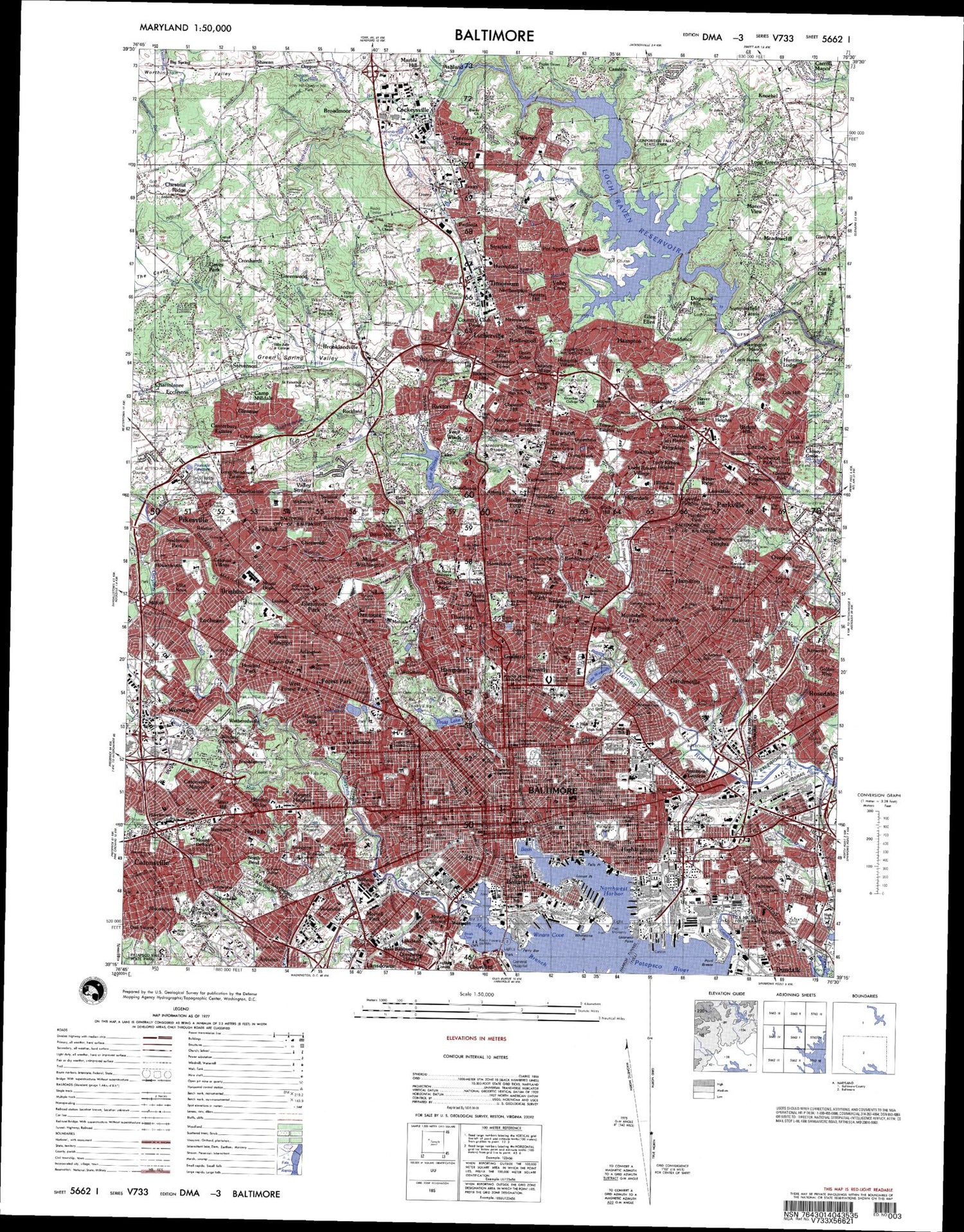 Baltimore Maryland Military 1:50,000 Map