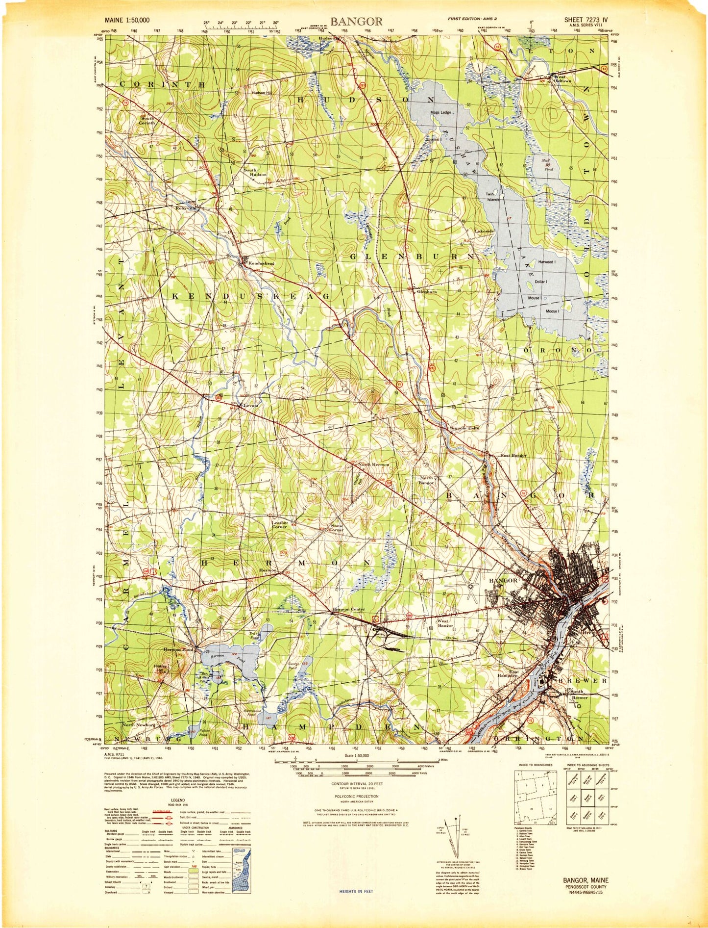 Bangor Maine Military 1:50,000 Map