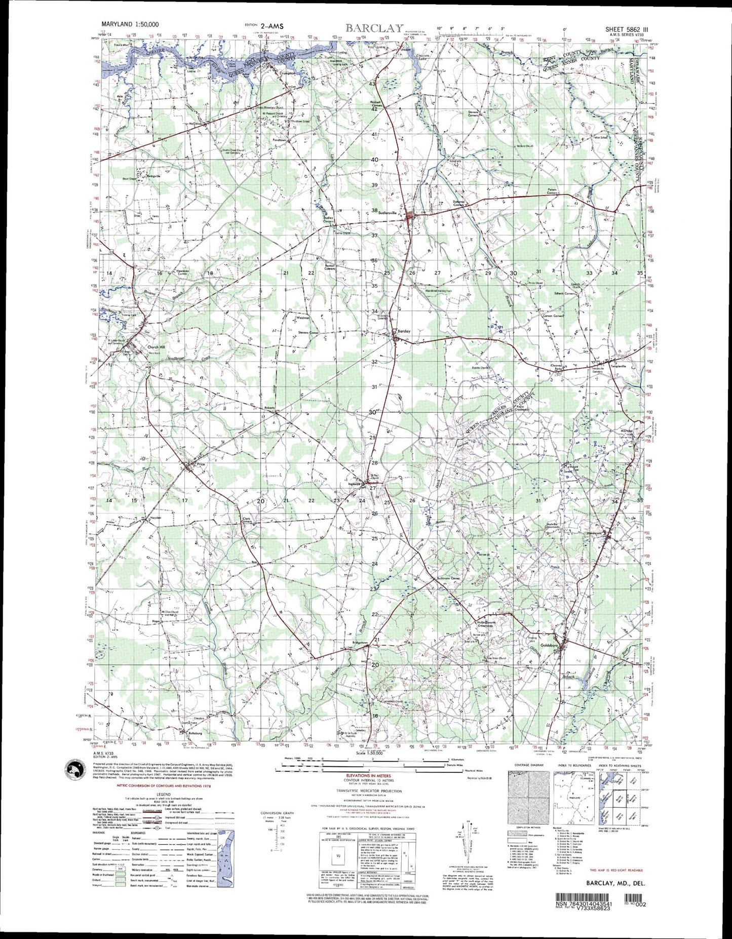 Barclay Maryland Military 1:50,000 Map