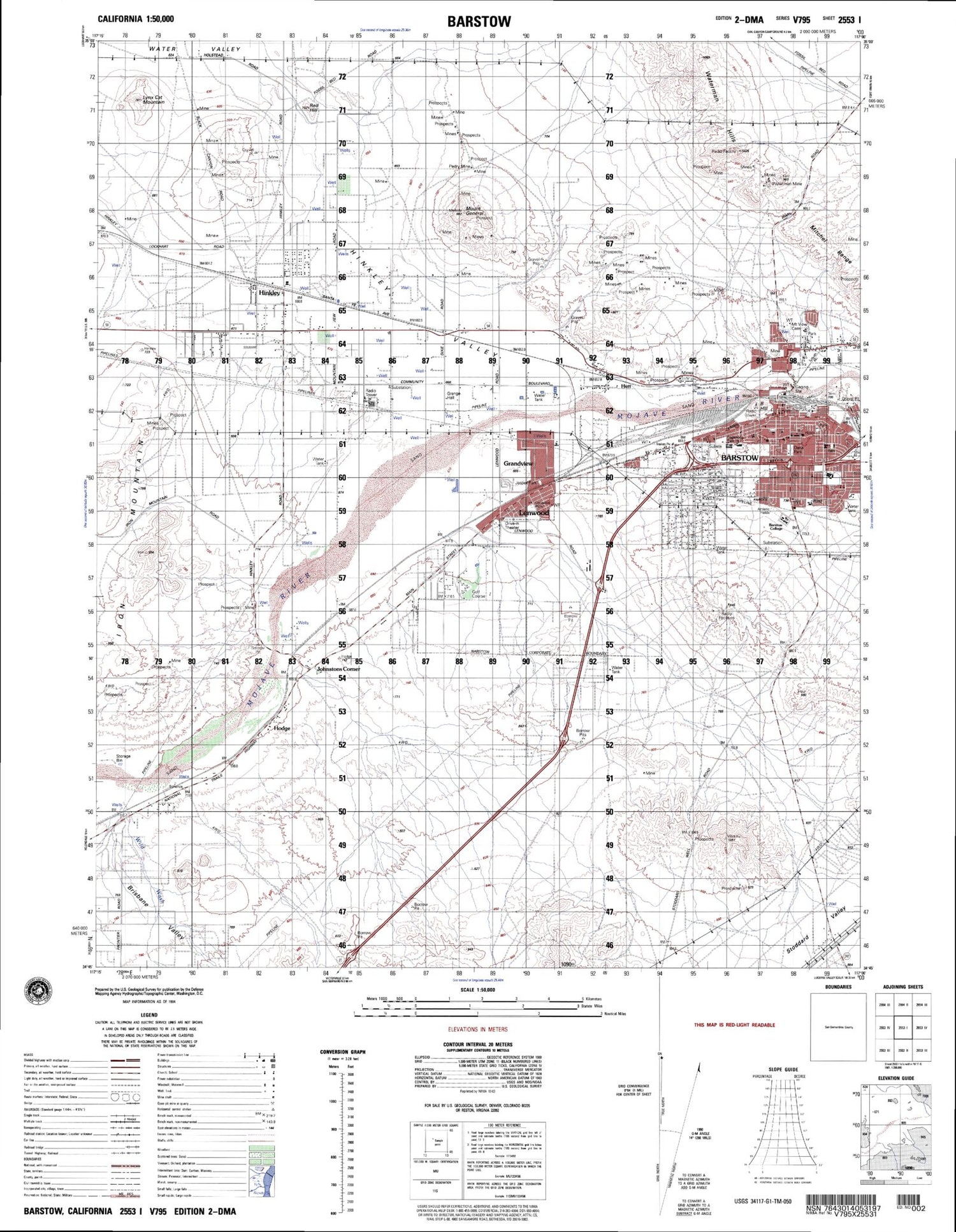 Barstow California Military 1:50,000 Map