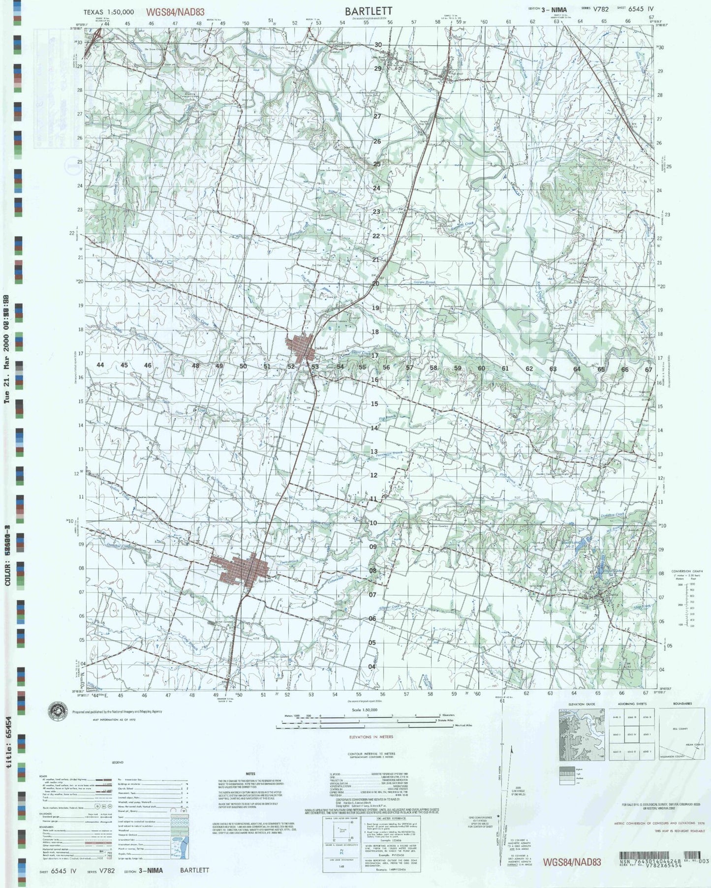 Bartlett Texas Military 1:50,000 Map