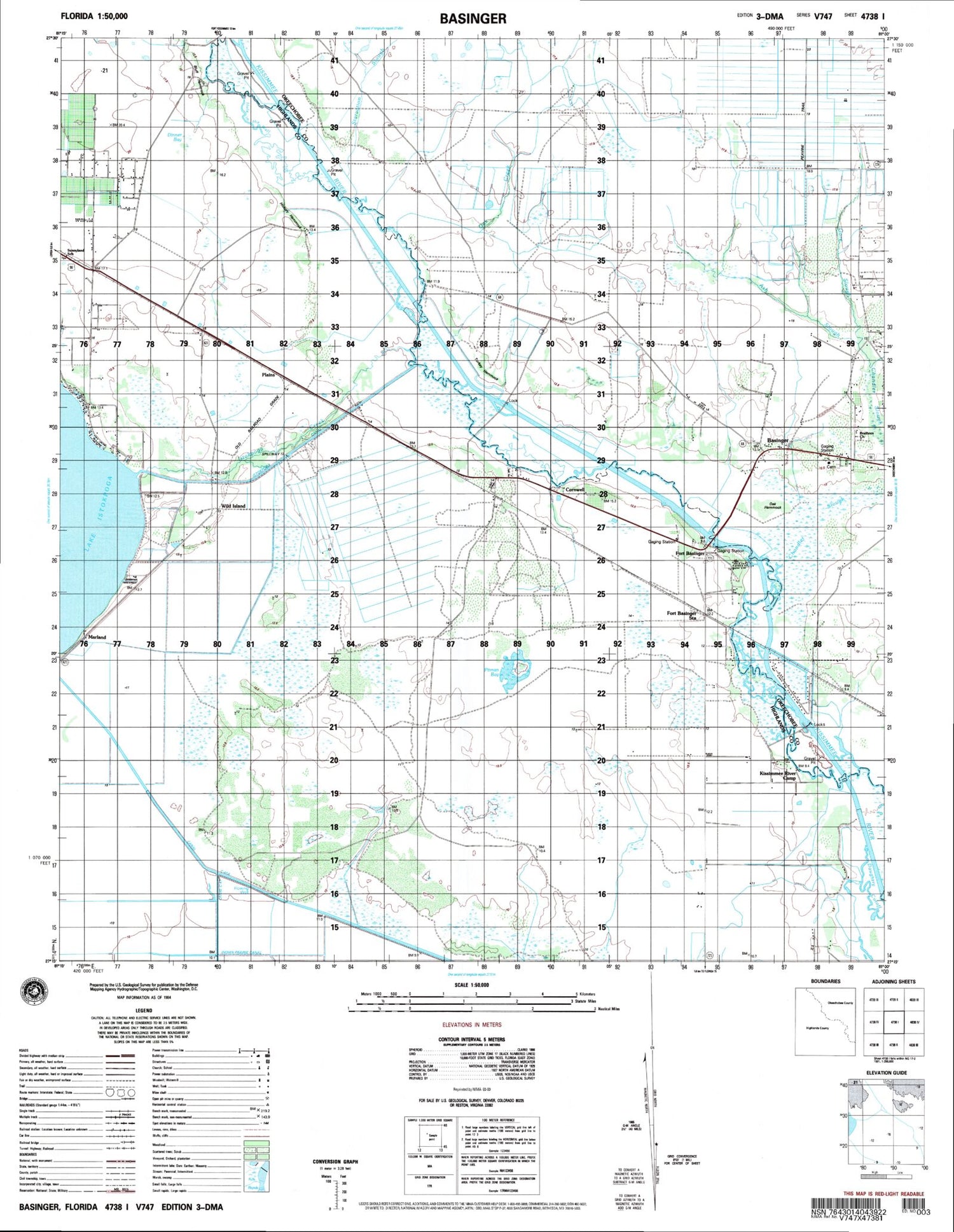 Basinger Florida Military 1:50,000 Map