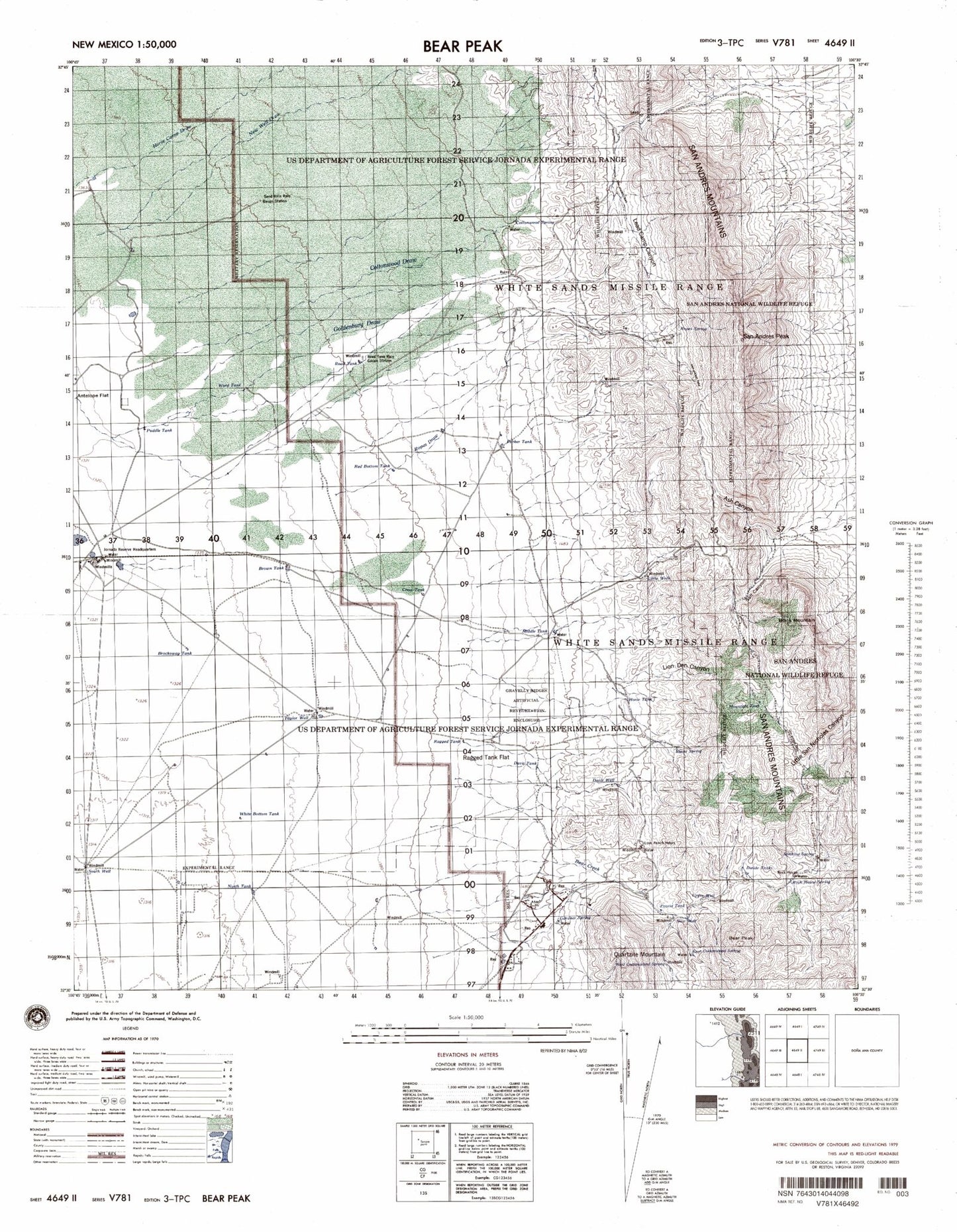 Bear Peak New Mexico Military 1:50,000 Map