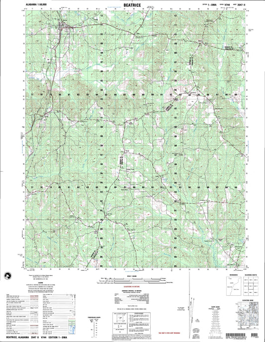 Beatrice Alabama Military 1:50,000 Map