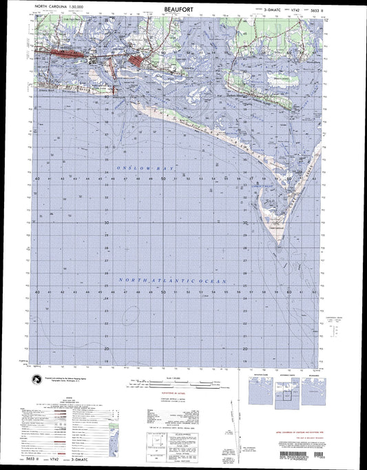 Beaufort North Carolina Military 1:50,000 Map