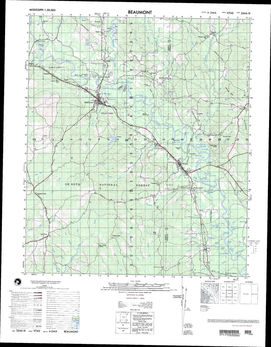 Beaumont Mississippi Military 1:50,000 Map