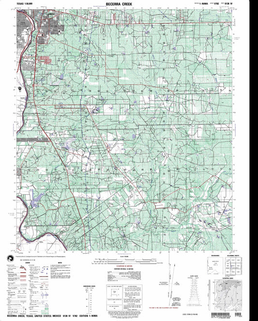 Becerra Creek Texas Military 1:50,000 Map