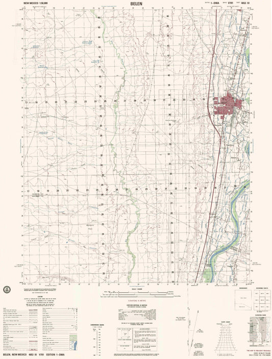 Belen New Mexico Military 1:50,000 Map