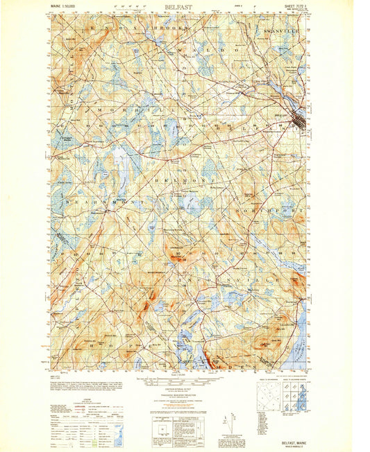 Belfast Maine Military 1:50,000 Map