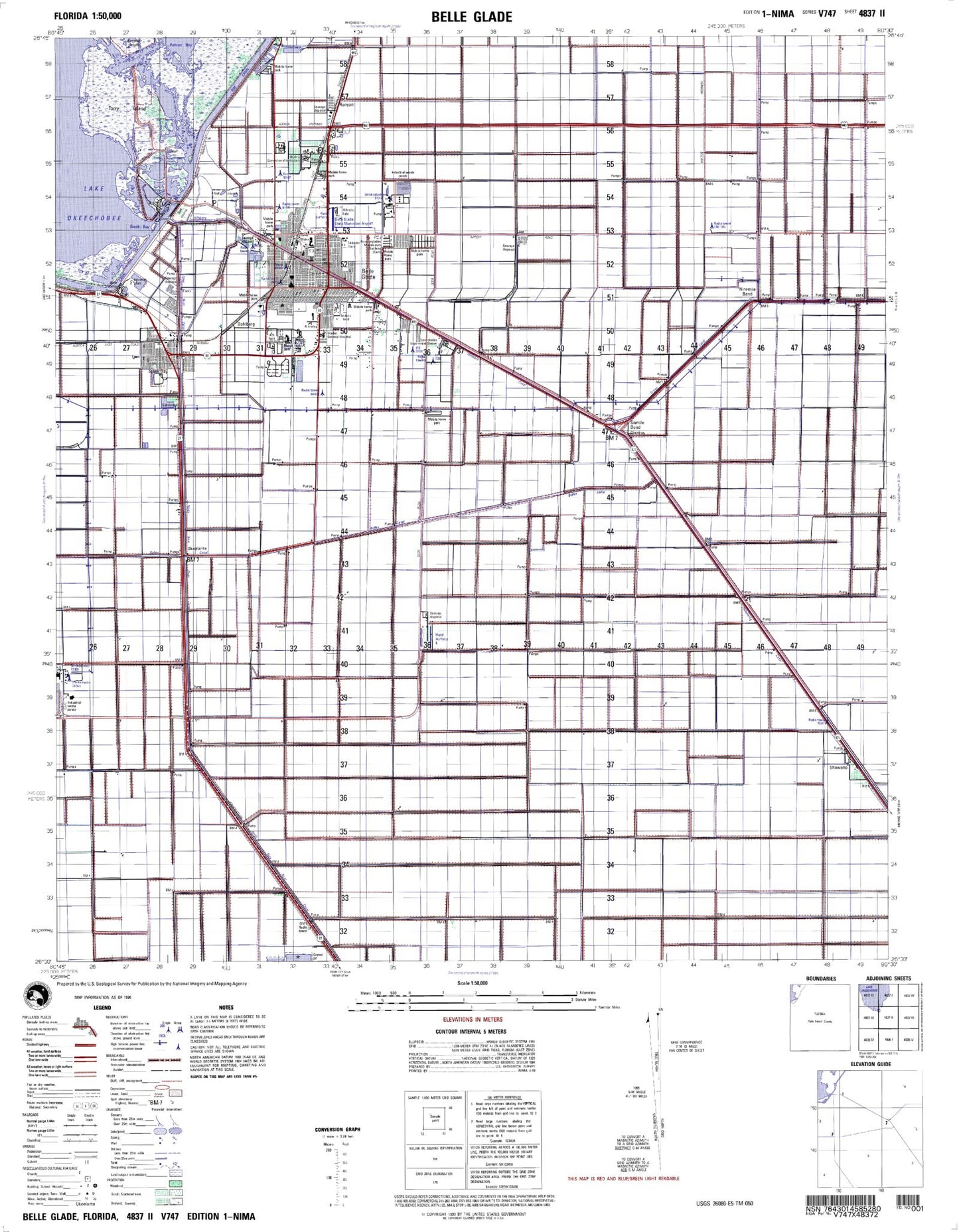 Belle Glade Florida Military 1:50,000 Map