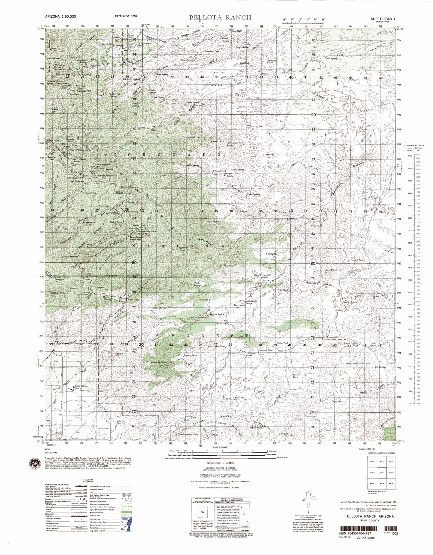 Bellota Ranch Arizona Military 1:50,000 Map