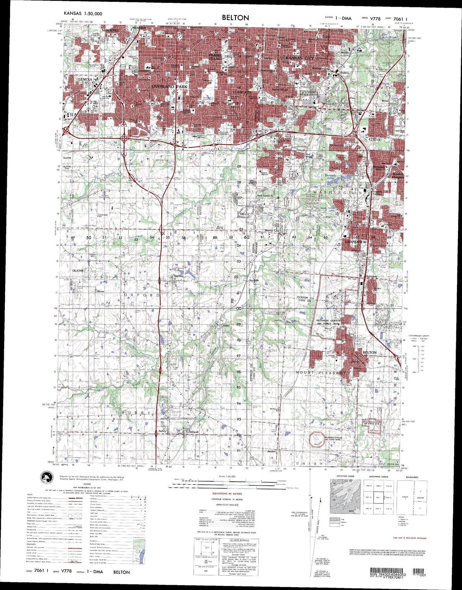 Belton Kansas Military 1:50,000 Map