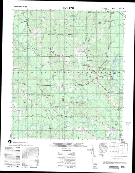 Benndale Mississippi Military 1:50,000 Map