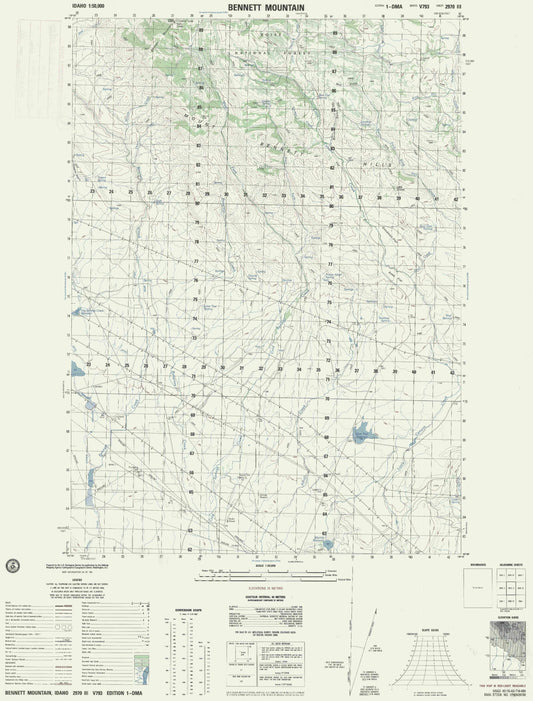 Bennett Mountain Idaho Military 1:50,000 Map