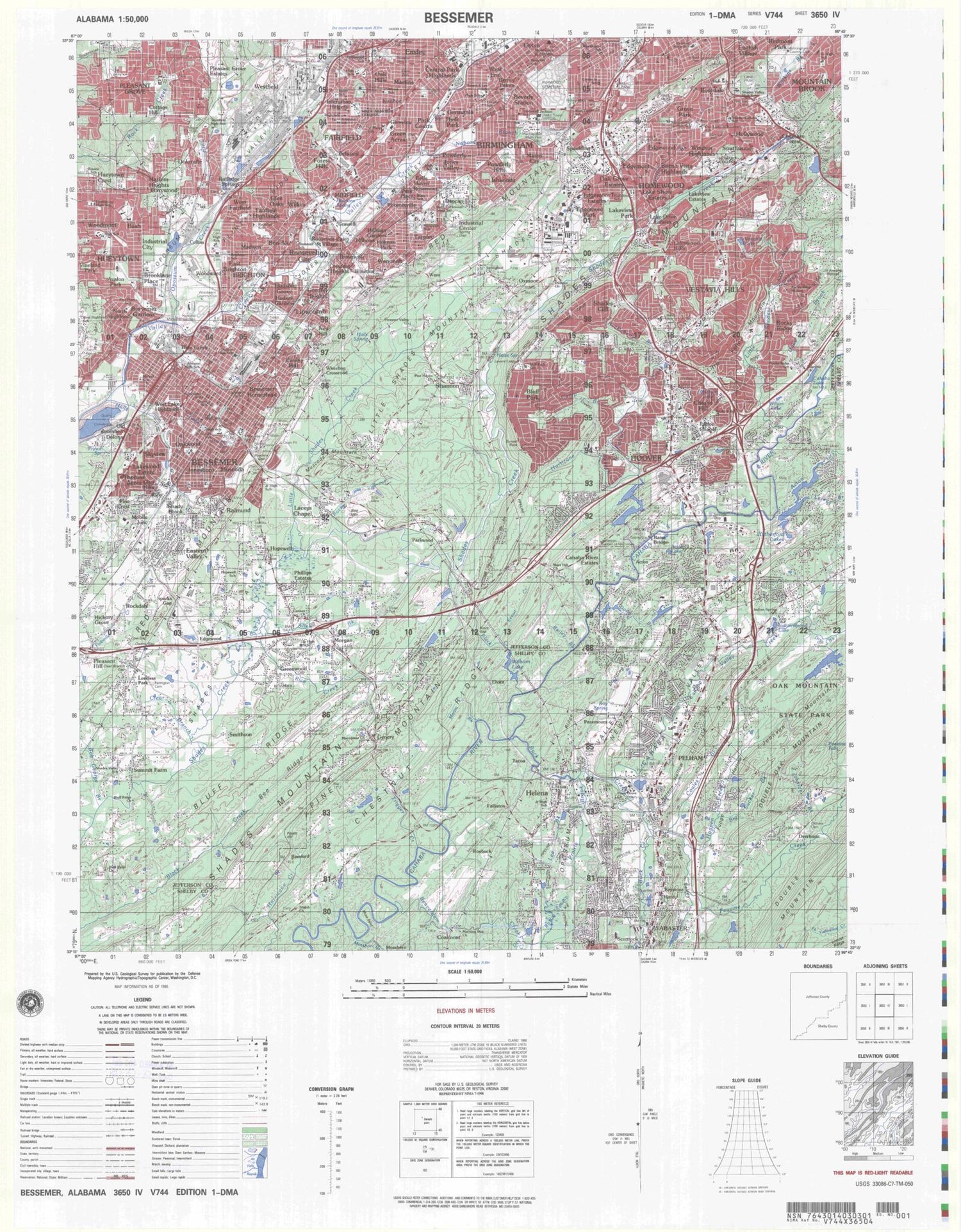 Bessemer Alabama Military 1:50,000 Map