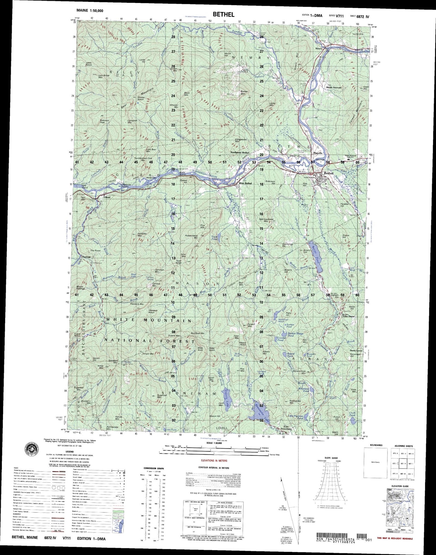 Bethel Maine Military 1:50,000 Map