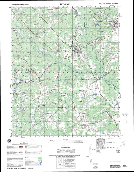 Bethune South Carolina Military 1:50,000 Map