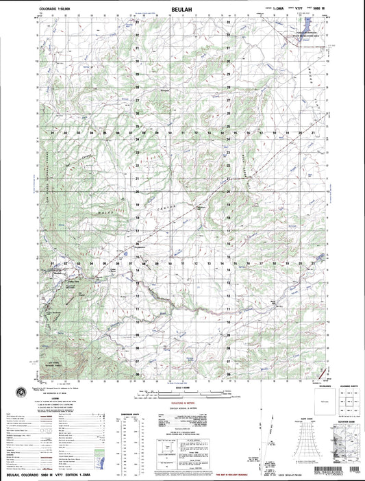 Beulah Colorado Military 1:50,000 Map