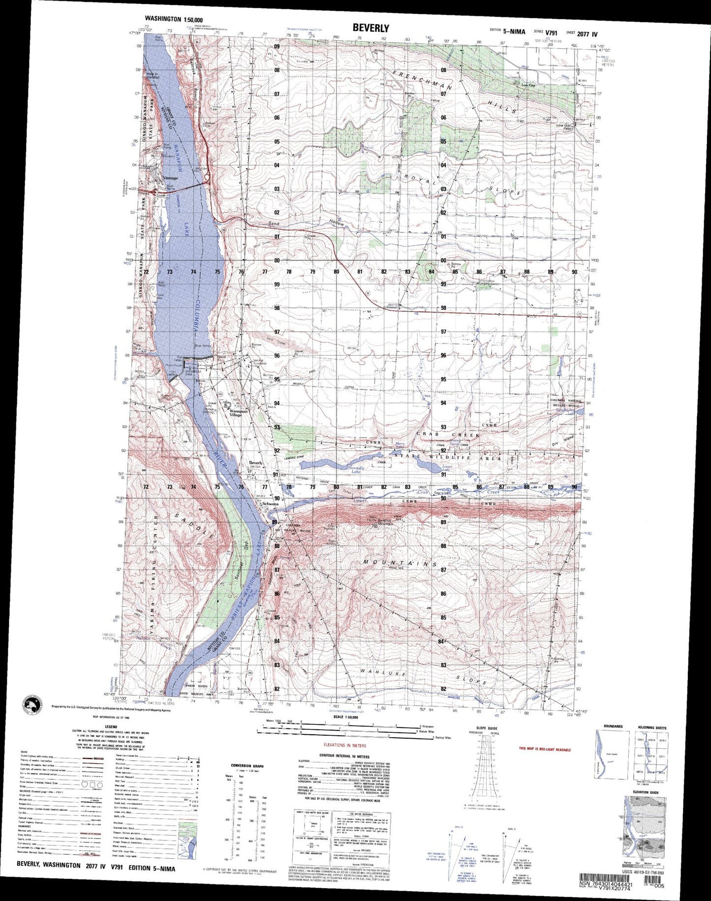 Beverly Washington Military 1:50,000 Map