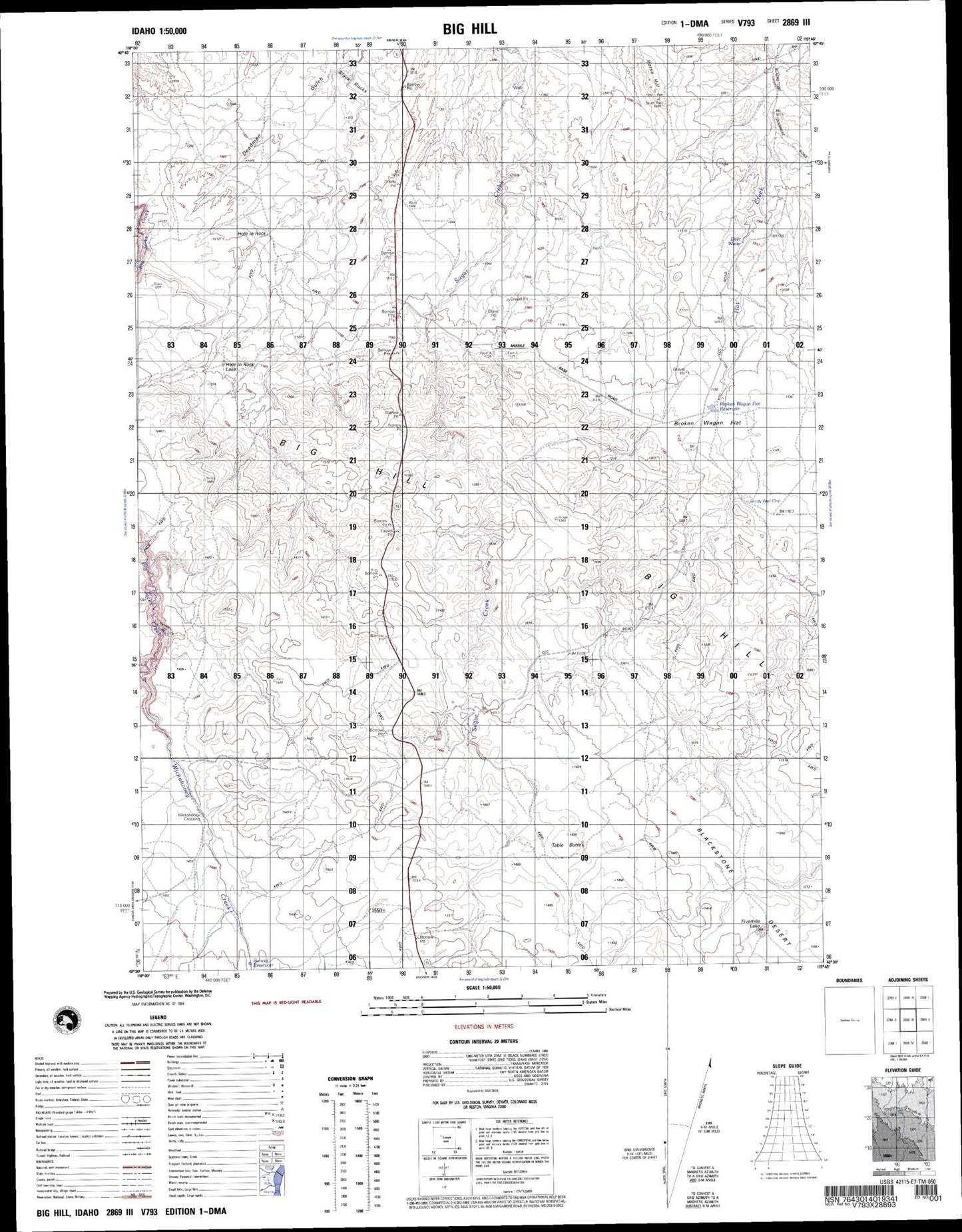 Big Hill Idaho Military 1:50,000 Map