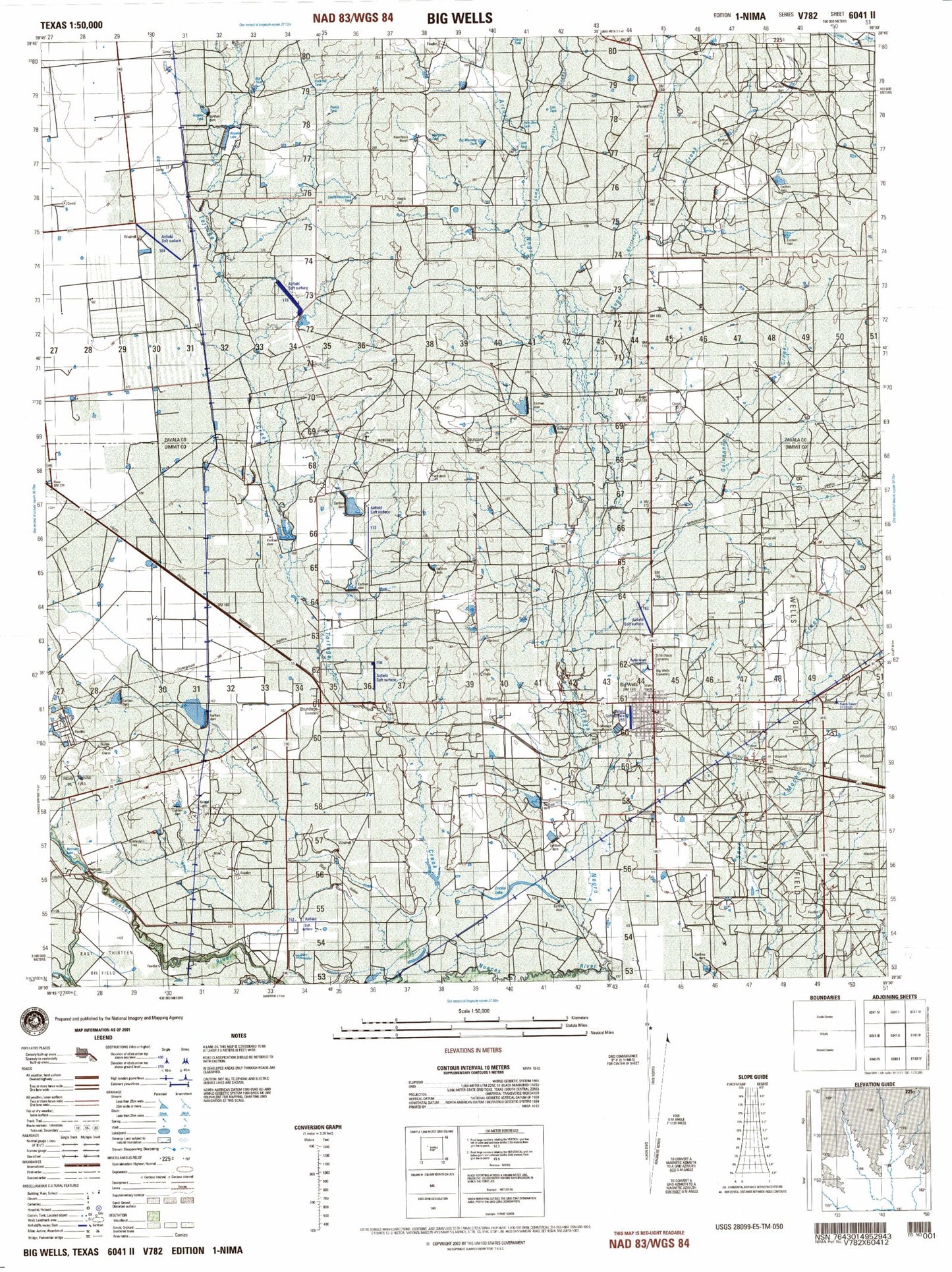 Big Wells Texas Military 1:50,000 Map