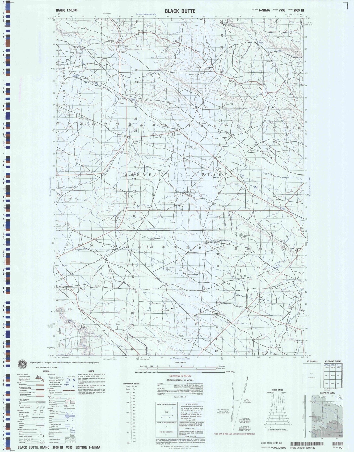 Black Butte Idaho Military 1:50,000 Map