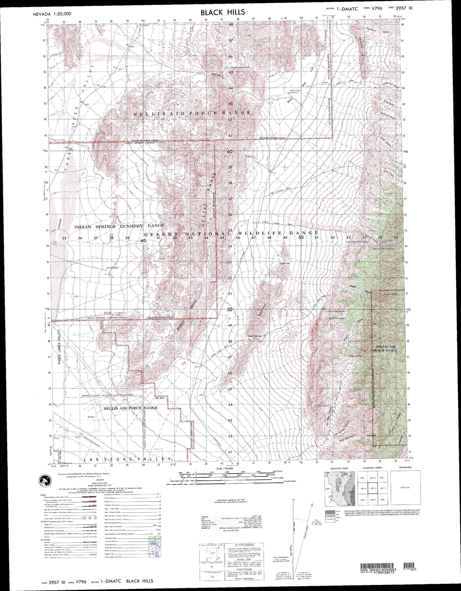 Black Hills Nevada Military 1:50,000 Map