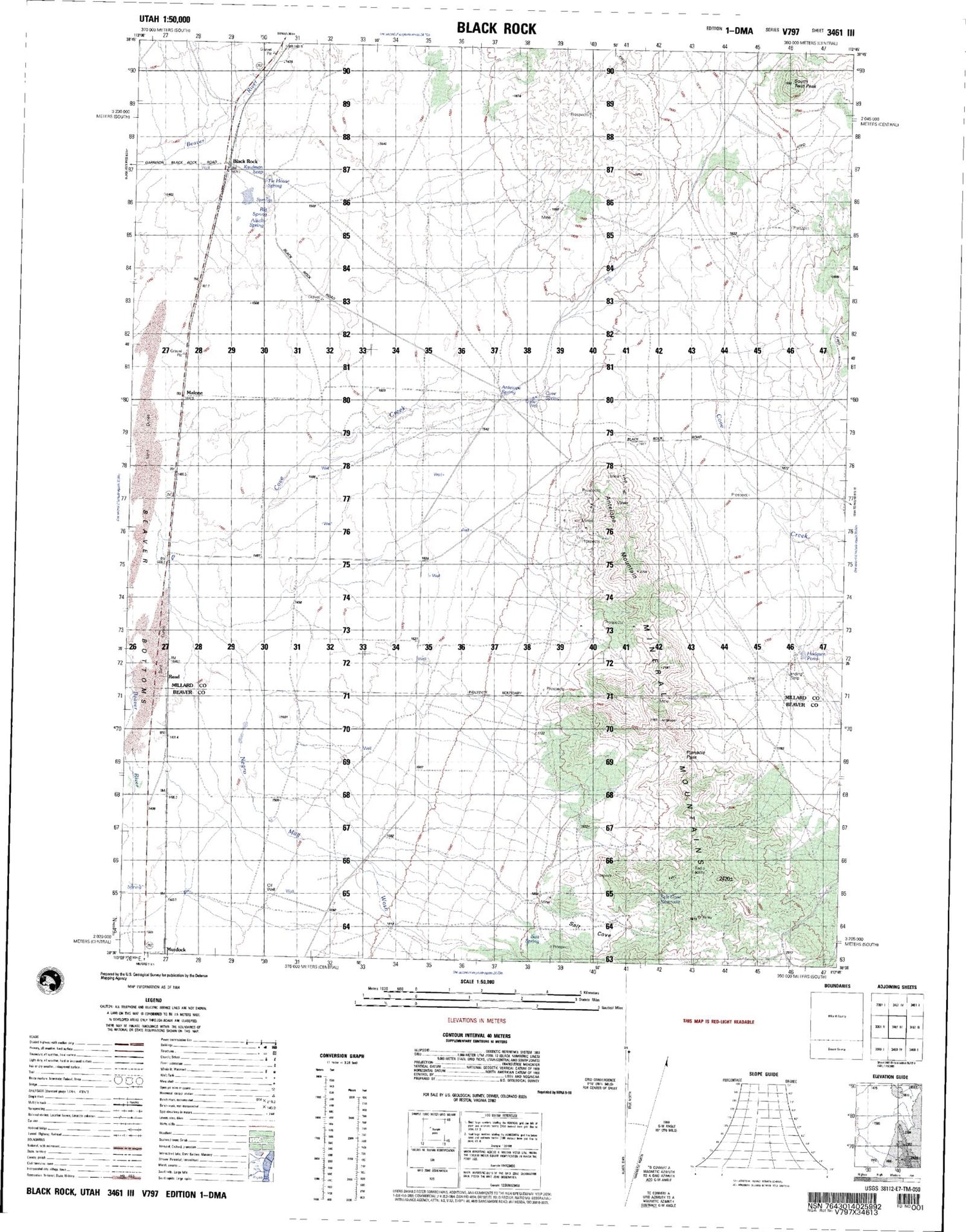 Black Rock Utah Military 1:50,000 Map