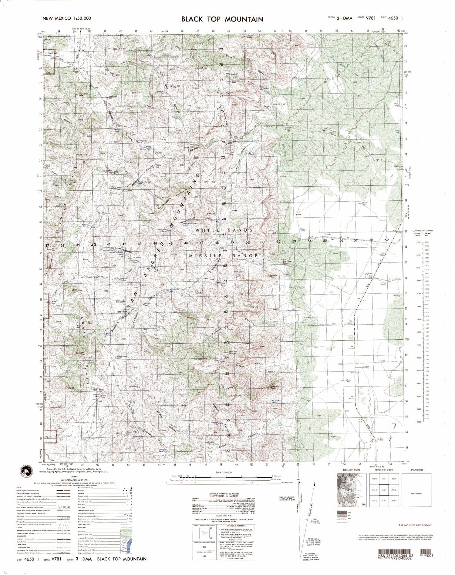 Black Top Mountain New Mexico Military 1:50,000 Map