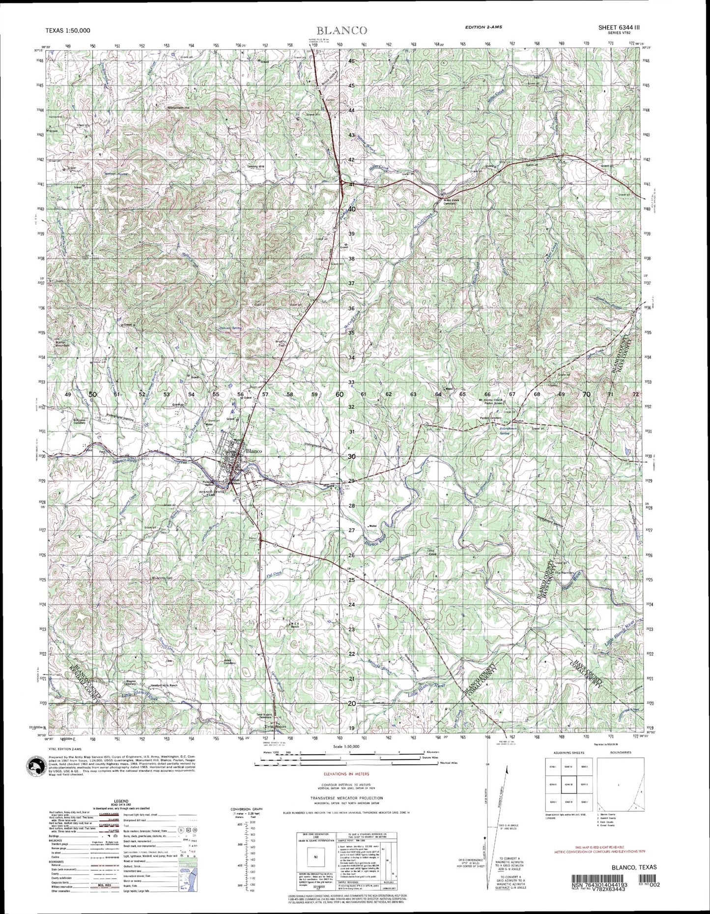 Blanco Texas Military 1:50,000 Map