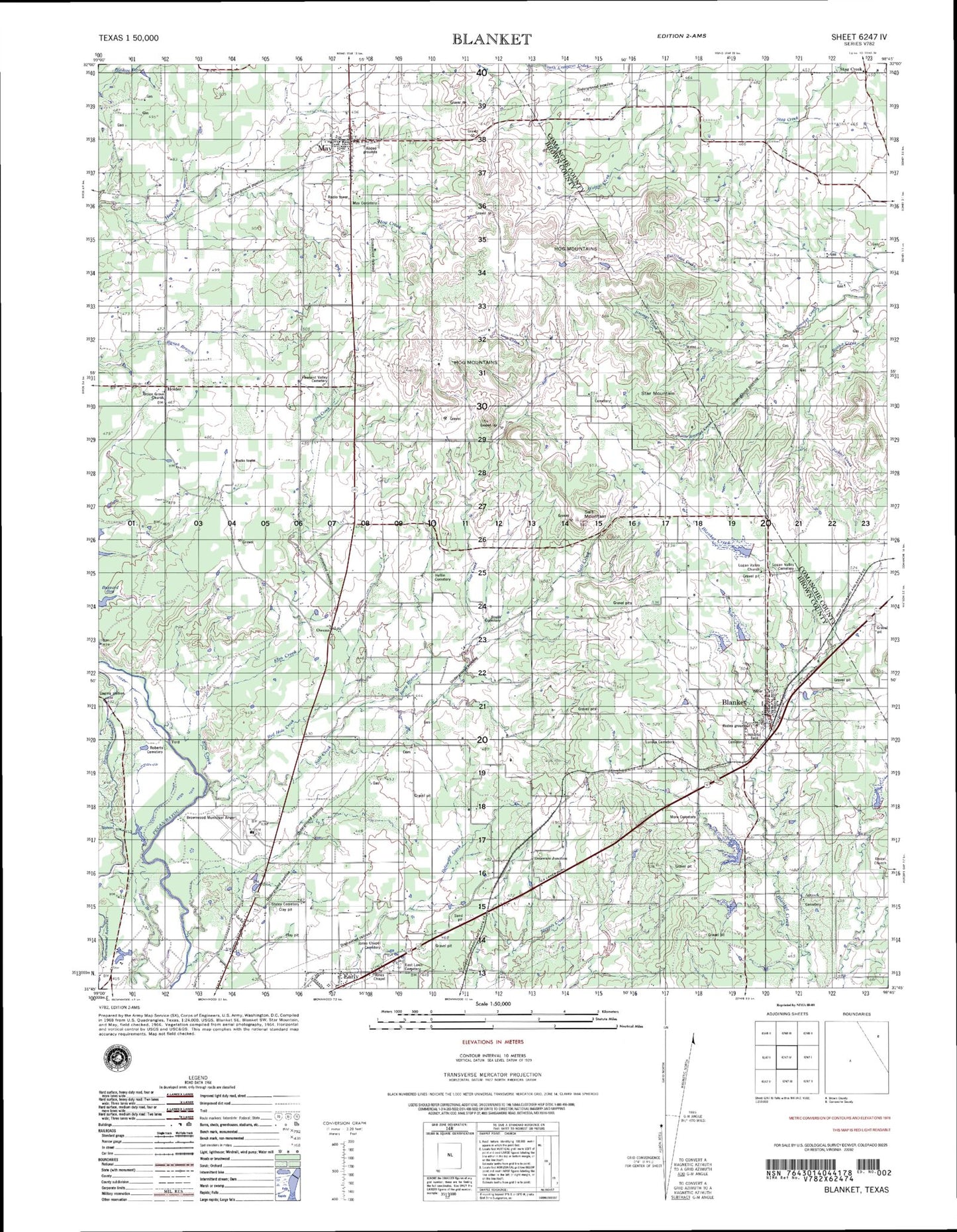 Blanket Texas Military 1:50,000 Map